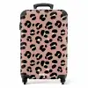 Panterprint op roze achtergrond NBS - Handbagage koffer - Volwassenen Unisex middel -productfoto_recht
