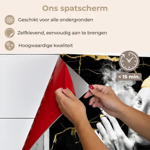 Marmerlook - Meisje met de parel - Sigaretten - Toilet - Goud - Kunst - Oude meesters keuken achterwand spatscherm klein -spatscherm_NL