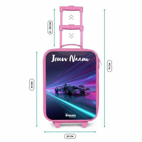 Lichtstralen - Neon - Racewagen - Paars Kinderkoffer - Roze klein -productfoto_formaten