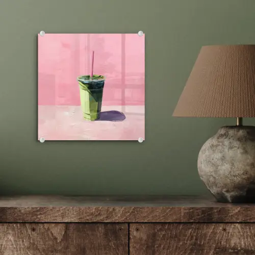 Beker - Rietje - Minimalistisch - Groen plexiglas 5mm klein -sfeer3