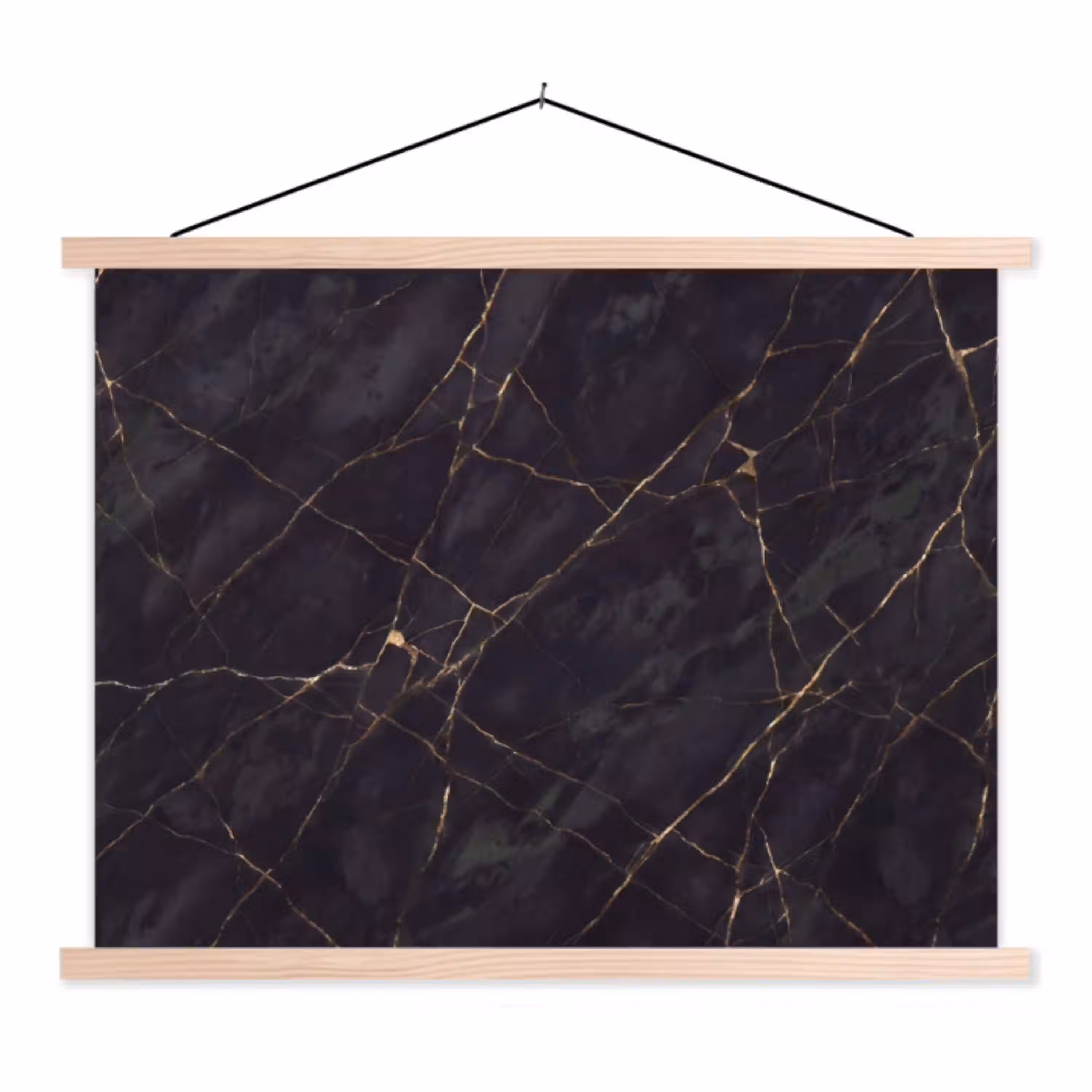 Textuur - Gouden lijnen - Abstract - Modern - Zwart textielposter latten blank klein -3d