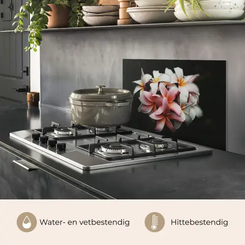Bloemen - Roze - Zwart - Flora - Botanisch keuken achterwand spatscherm klein -usp_NL