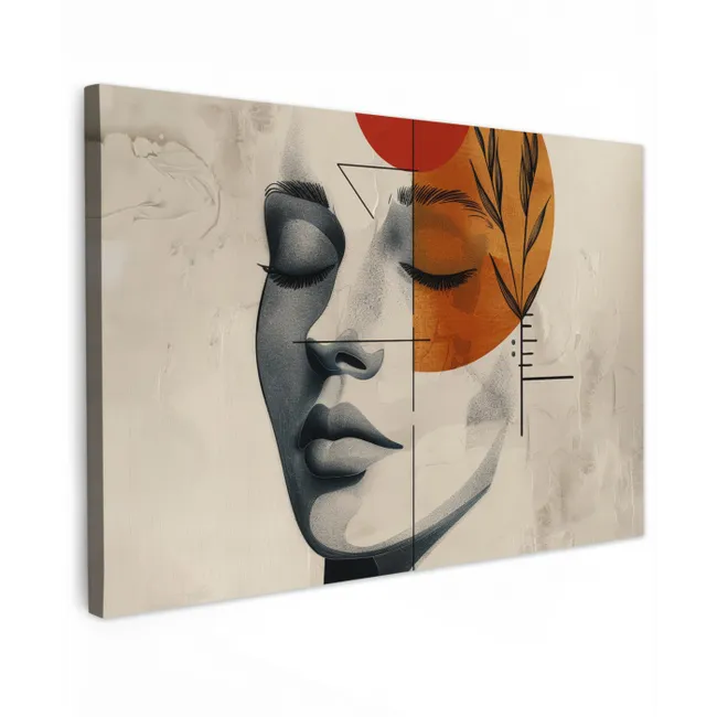 Vrouw - Botanisch - Oranje - Kunst - Modern canvas 2cm klein -z3d