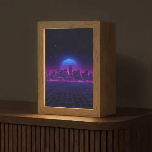 Skyline - Zon - Neon - Rasterpatroon Light Box met kabel (Tafellamp) klein -z3d_website