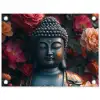 Boeddhabeeld omgeven door bloemen tuinposter los doek klein -3d