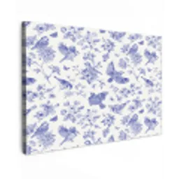 Birds - Flowers - Blue Tuinposter op houten frame 2 cm dik klein 845 -3d