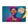 Vrouw - Kauwgom - Zonnebril - Oranje Placemat vinyl groot -zzzproduct_Kitchenyeah-website