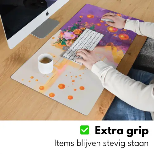 Abstract - Vrouw - Bloemenkroon - Goud Muismat XXL klein -sfeer3