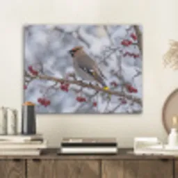 Pestvogel - Bessen - Winter - Natuur PET vilt klein -sfeer1