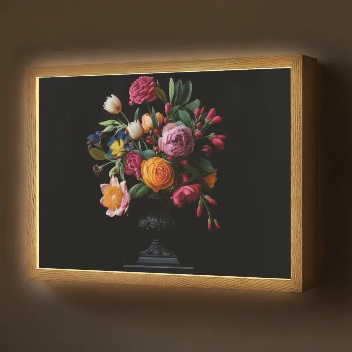 Boeket - Romantisch - Kleurrijk Light Box met batterij (Wandlamp) middel -z3d_website