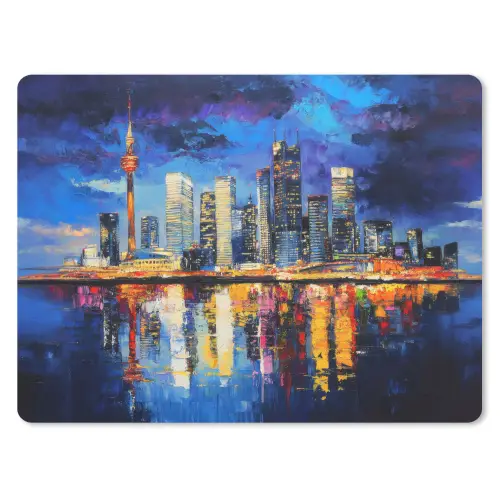 Skyline Toronto - Modern - Stadslicht - Blauw muismat rubber klein -3d