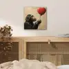 Street art - Chimpansee - Ballon - Graffiti - Banksy aluminium wit klein -sfeer3