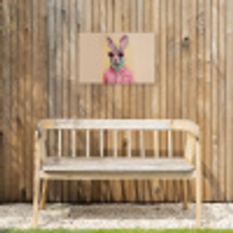 Grijs - Konijn - Blouse - Strik Tuinposter op houten frame 2 cm dik klein -sfeer4