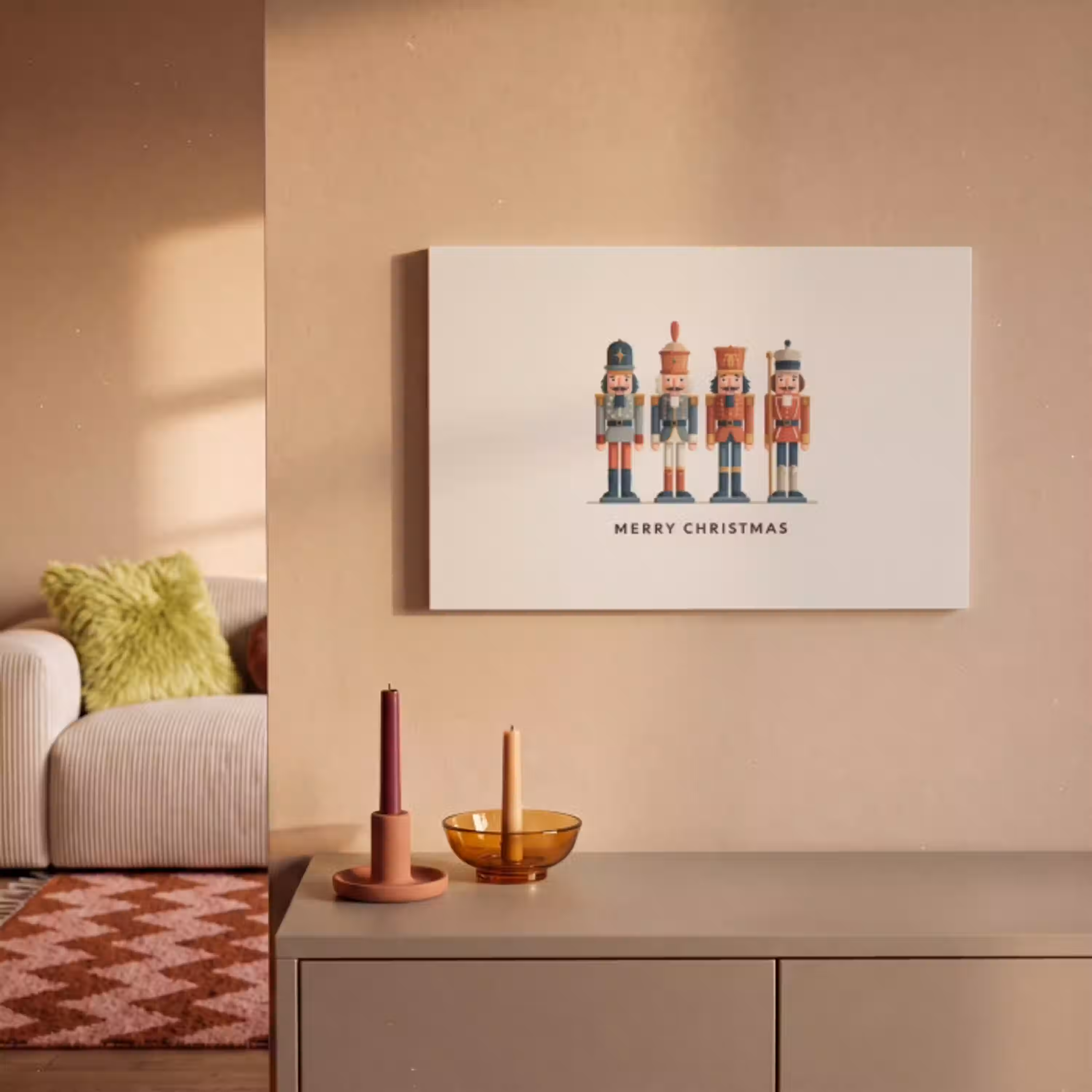 Notenkrakers - Minimalistisch - Kerst - Beige canvas 2cm klein -sfeer1