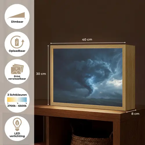 Tornado - Duister - Wolken Light Box met batterij (Wandlamp) middel -USP_websiteoverzichtNL