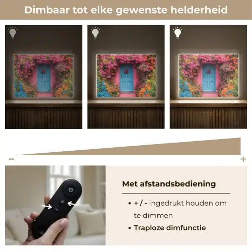 Bloemen - Deur - Roze Light Box met batterij (Wandlamp) middel -USP_dimbaarNL