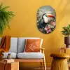 Toekan - Vogels - Bloemen - Planten - Tropisch Wandcirkel Ovaal Forex klein -sfeer4