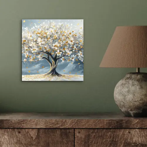 Boom - Winter - Levensboom - Modern - Goud aluminium wit klein -sfeer2
