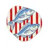 Vissen - Verticale strepen - Blauw - Rood Wandcirkel Organisch Forex 3mm klein -3d