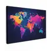 Wereldkaart - Kleurrijk - Graffiti canvas 2cm klein -z3d