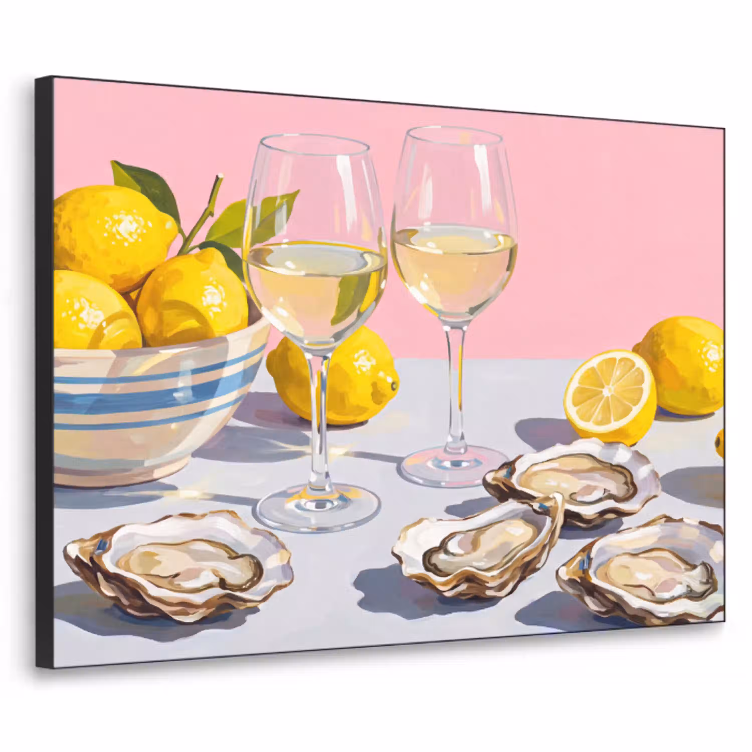Citroen - Wijn - Eten Textielframe zwart klein -3d