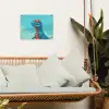 T-Rex - Blauw - Wolken - Zonnebril tuinposter los doek klein -sfeer7