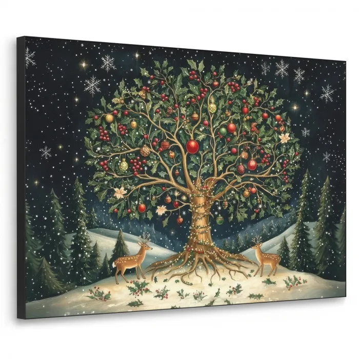 Feestboom - Winterhemel - Kleurrijk Textielframe zwart klein -3d