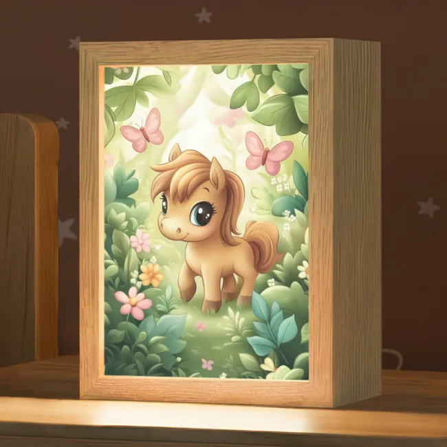 Nachtlampje - Pony - Bruin - Cartoon - Vlinders