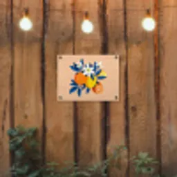 Illustratie - Sinaasappels - Donkerblauw - Bloemen tuinposter los doek klein -sfeer1