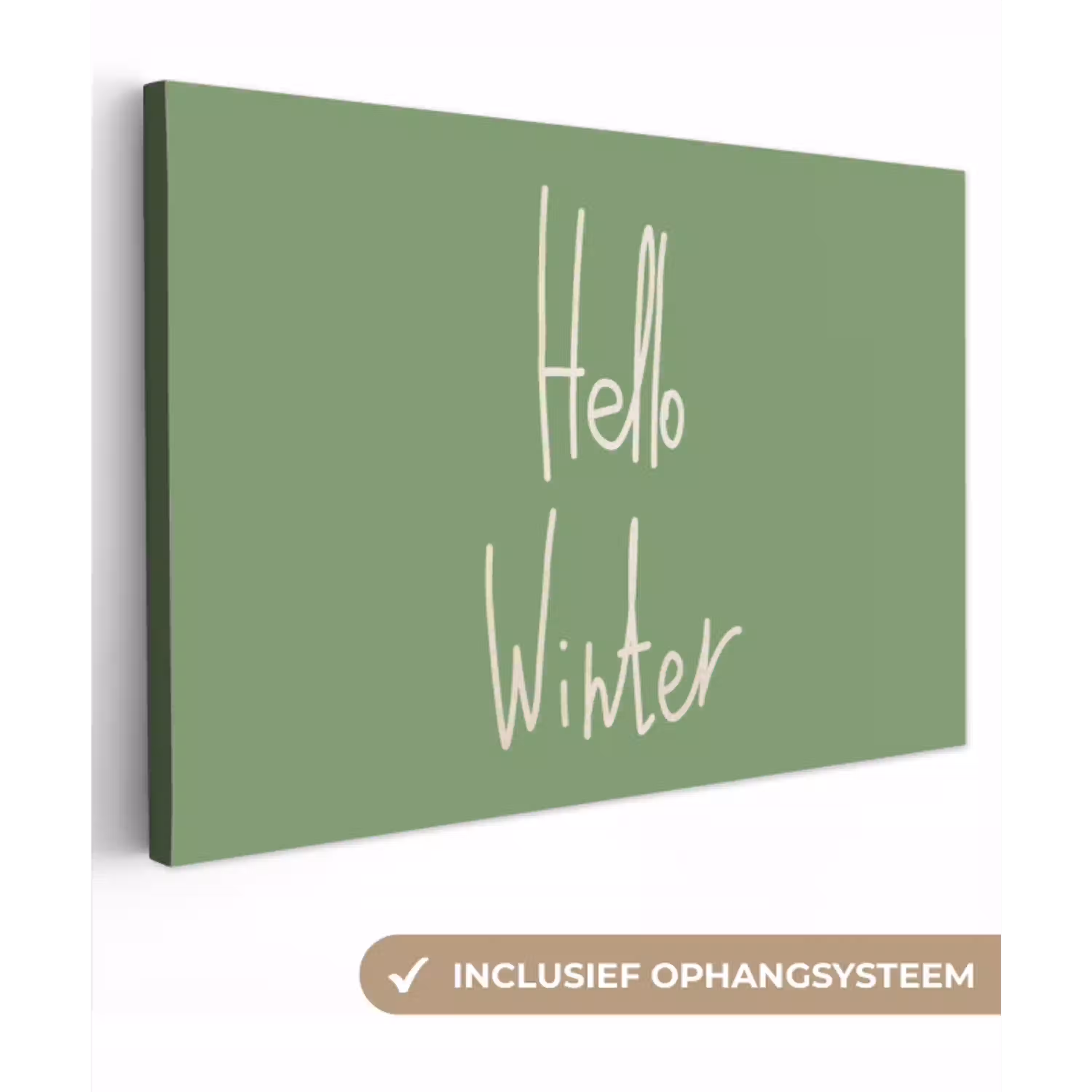Quotes - Hello winter - Groen - Kerstmis - December canvas 2cm klein -3d