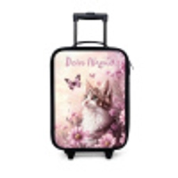 Kitten - Vlinders - Paars - Bloemen Kinderkoffer - Zwart klein -3d