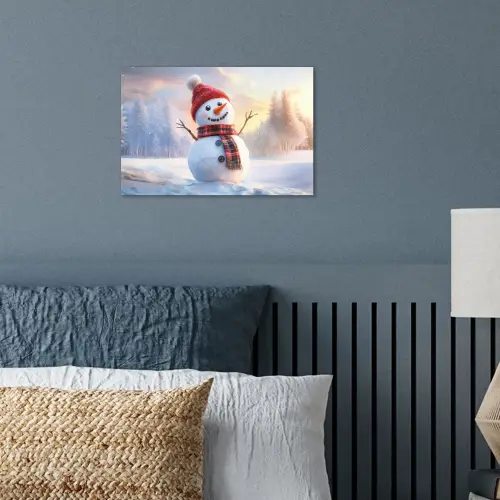 Sneeuwpop - Zonsondergang - Wit poster papier klein -sfeer2