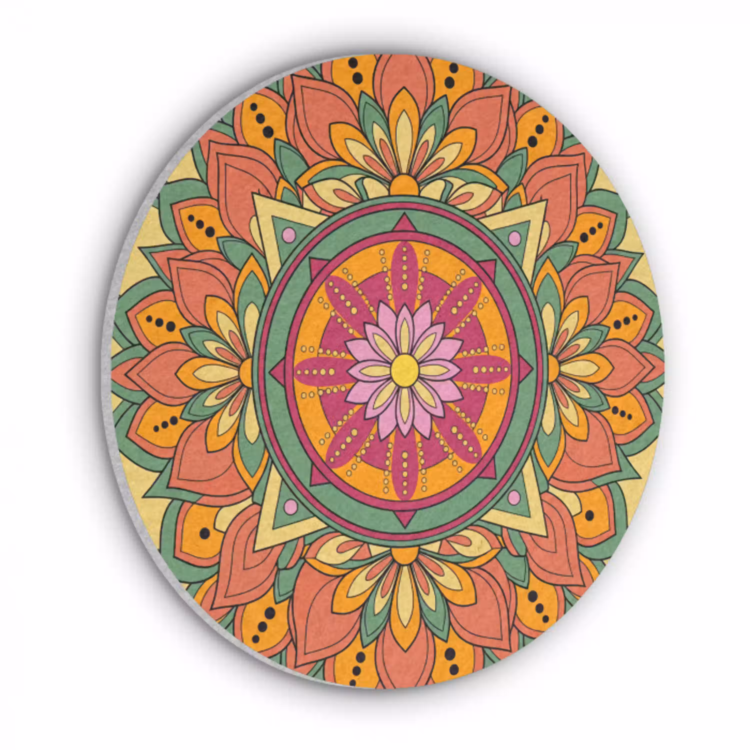 Mandala - Bloemen - Abstract - Kleurrijk Akoestische PET Vilt - Rond klein -3d
