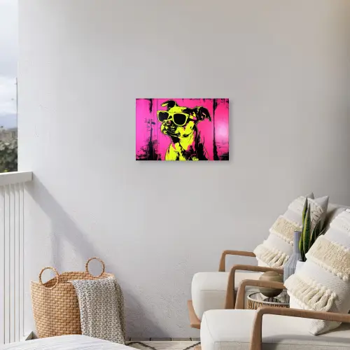 Hond - Zonnebril - Roze - Art Tuinposter op houten frame 2 cm dik klein -sfeer1