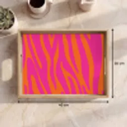 Zebraprint - Roze - Oranje - Dierenprint Dienblad Rechthoek middel -USP_Formaat
