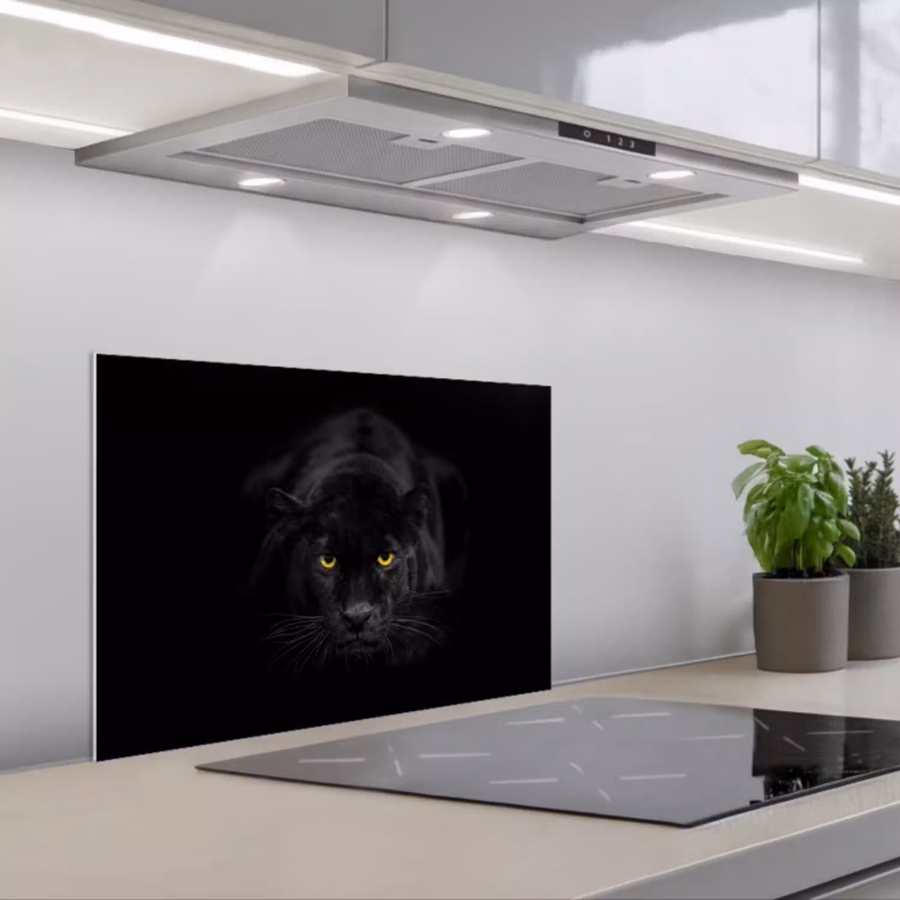 Panter - Dieren - Zwart - Ogen keuken achterwand spatscherm klein -3d_schuin