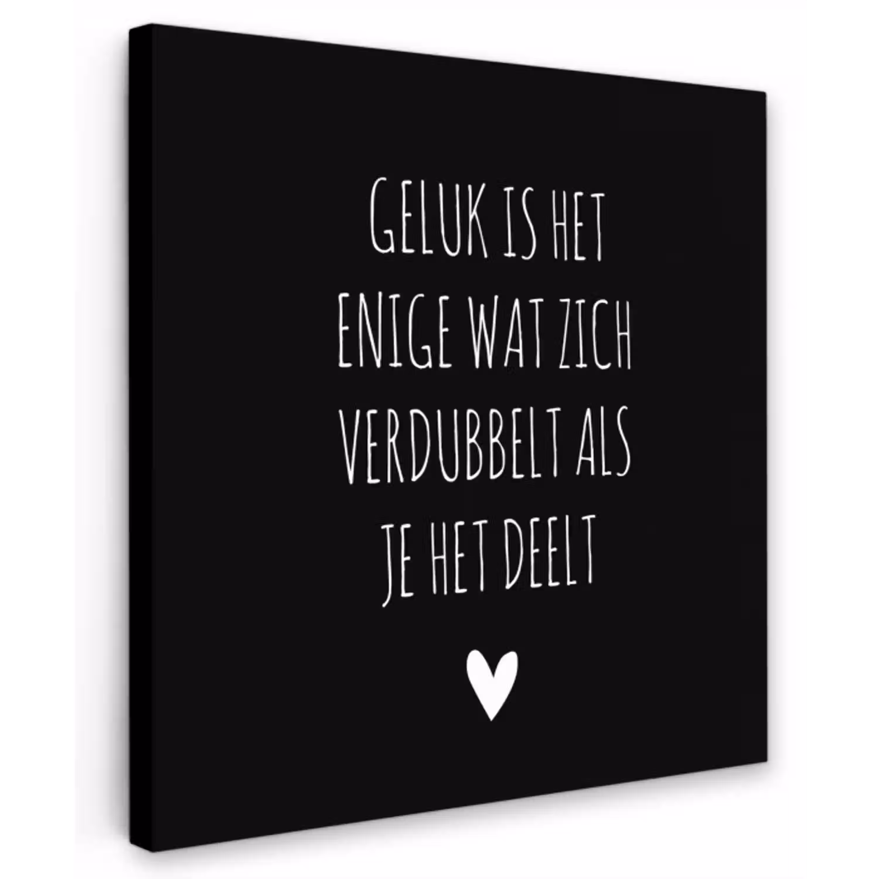 Spreuken - Geluk is het enige wat zich verdubbelt - Quotes Tuinposter op houten frame 2 cm dik klein -3d