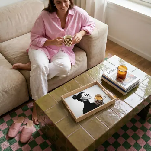 Vrouw - Champagne - Modern Dienblad Rechthoek middel -sfeer3