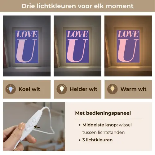 Love - Blauw - Valentijn Light Box met kabel (Wandlamp) klein -USP_lichtkleurNL