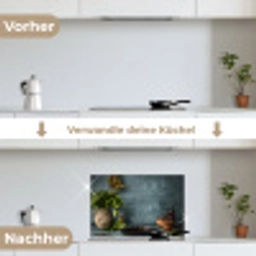 Kruiden - Specerijen - Pan - Mes - Grijs - Rustiek keuken achterwand spatscherm klein -voor_na_DE