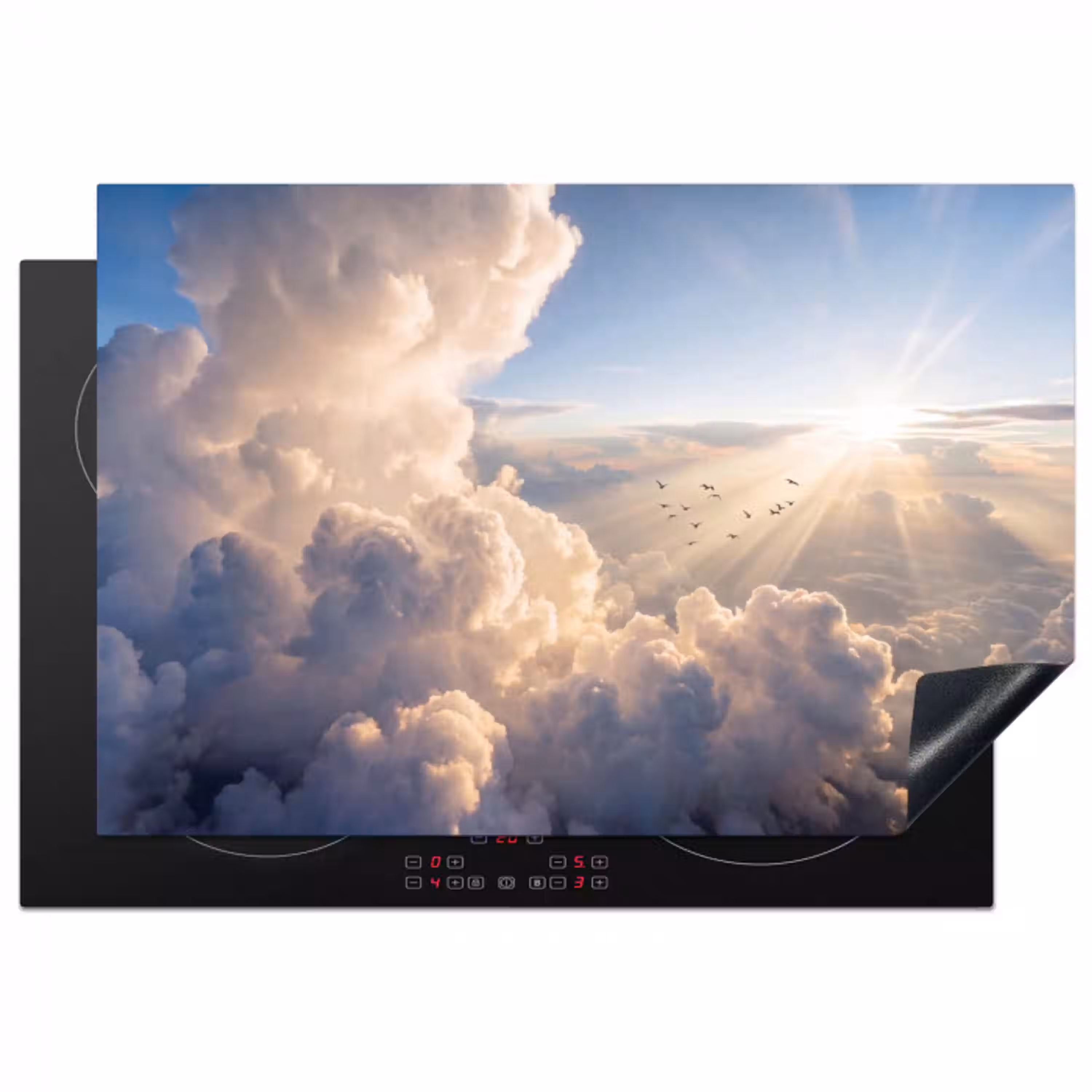 Wolken - Zonnestralen - Natuur - Wit Inductie beschermer vinyl 3mm klein -3d