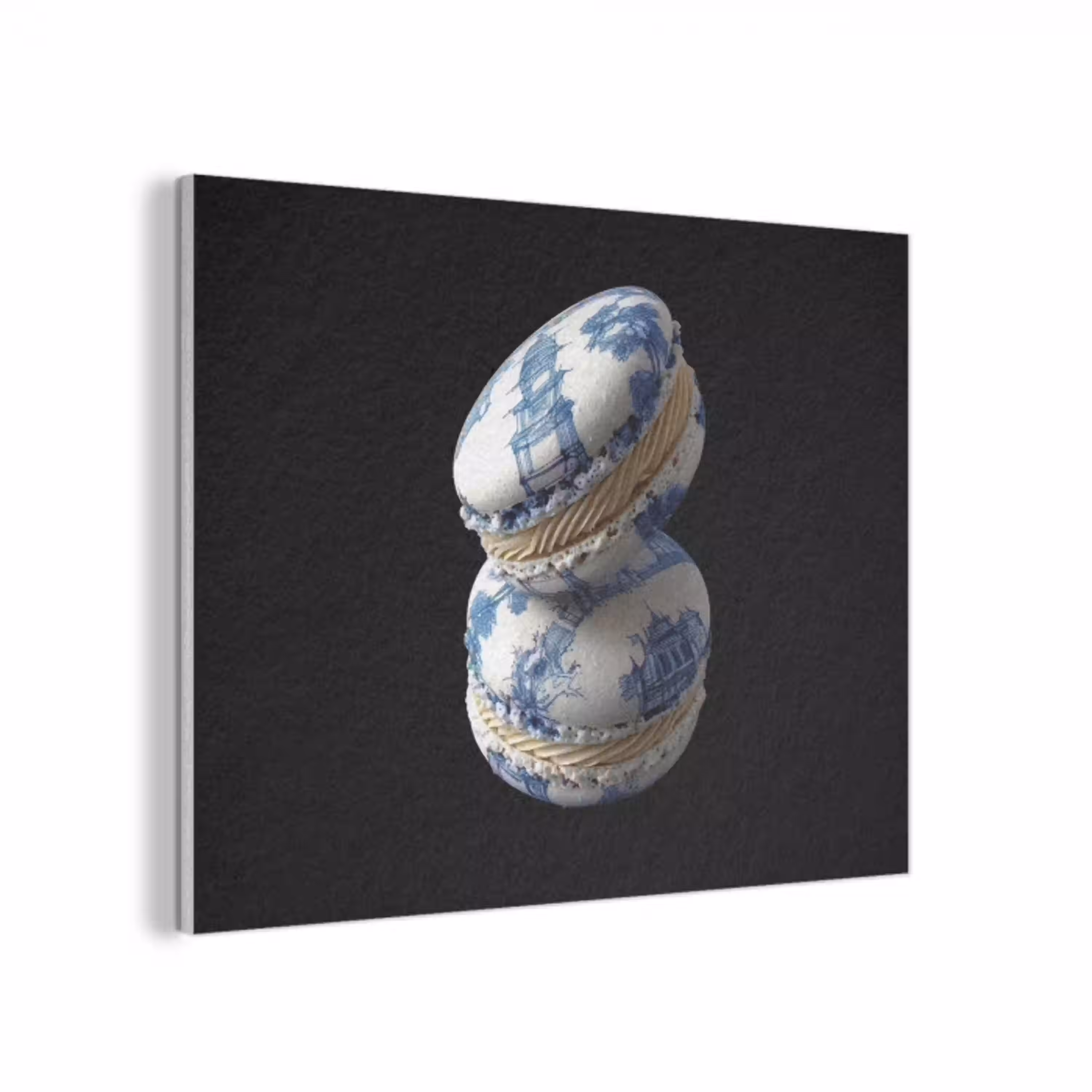 Eten - Macarons - Delfts blauw - Koekjes PET vilt klein -3d