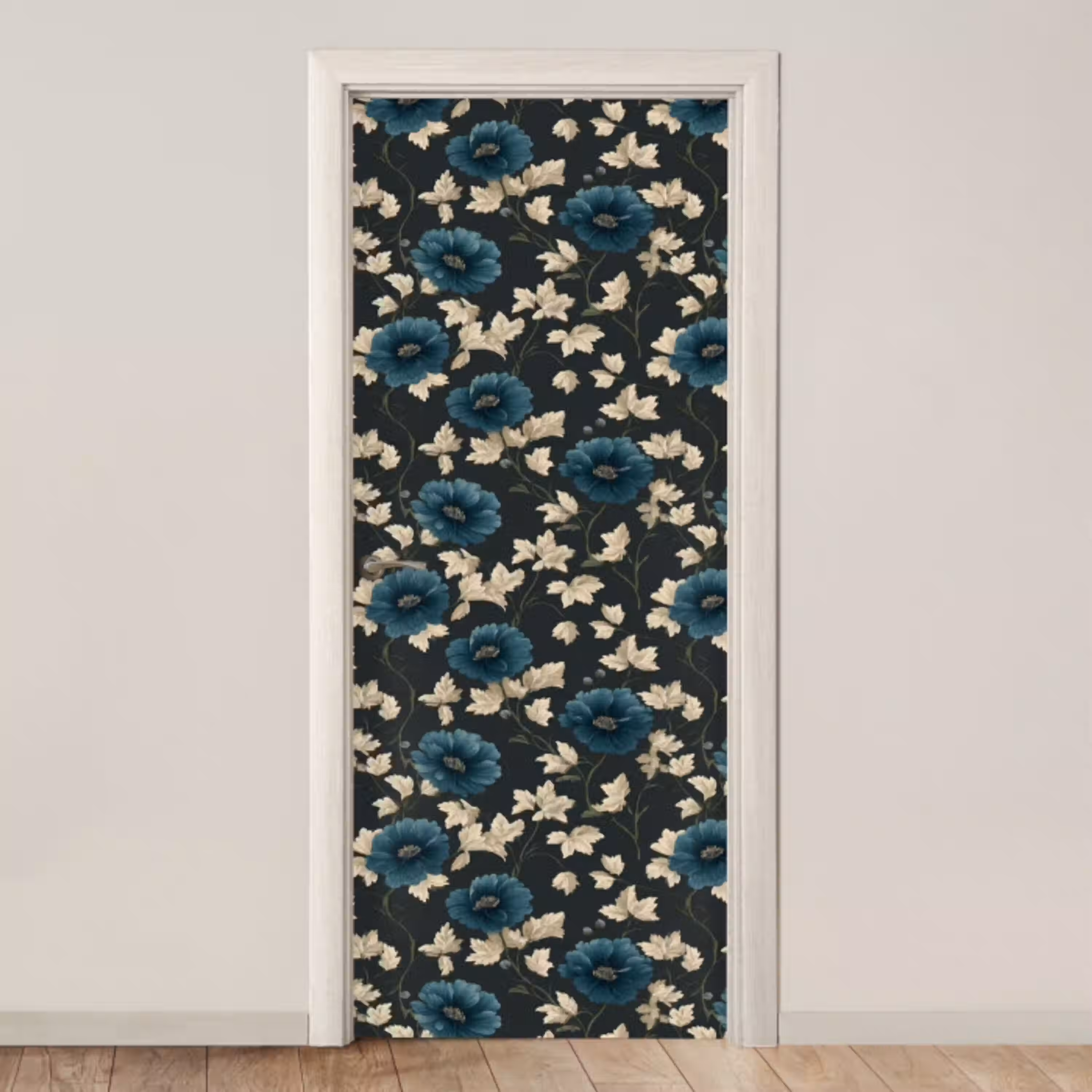 Botanisch - Bloemen - Blauw deurposter klein 289 -3d_beige