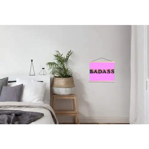 Felroze - Badass - Panterprint - Schaduw textielposter latten blank klein -woonkamer