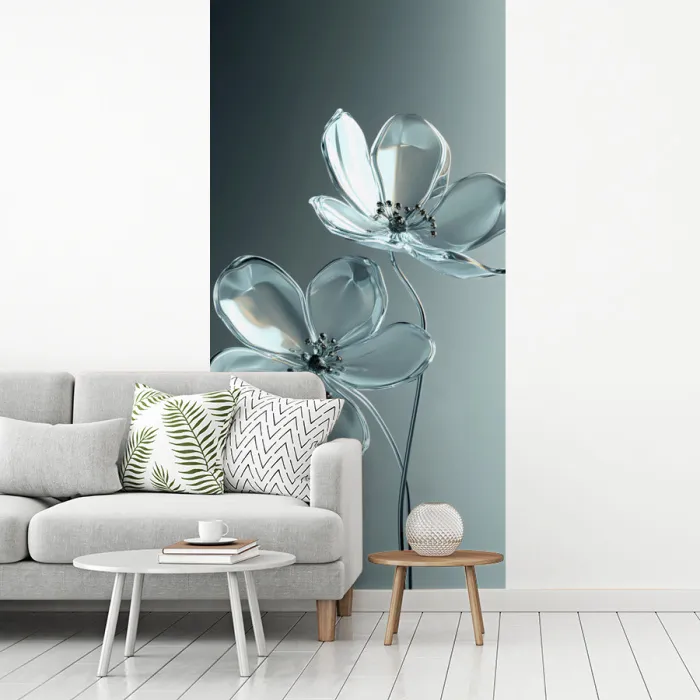 Kristal - Bloemen - Grijs fotobehang vinyl groot -woonkamer