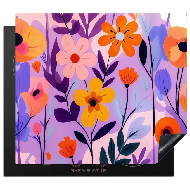 Herdabdeckplatte - Blumen - Bunt - Blätter