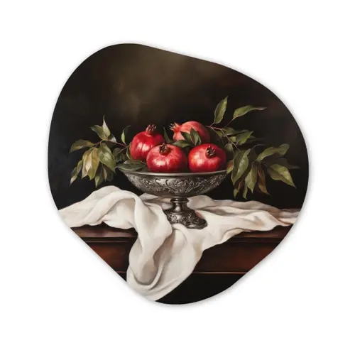 Granaatappels - Klassiek - Vintage Wandcirkel Organisch Forex 3mm klein -3d