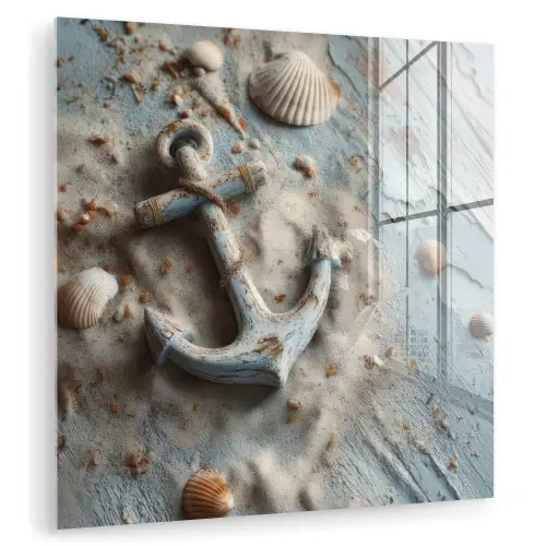 Anker - Hout - Schelpen - Zand plexiglas 5mm klein -zzzproduct_nieuw
