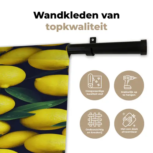 Gele - Citroenen - Druppels - Fruit Wandkleed katoen klein 269 -sfeer2
