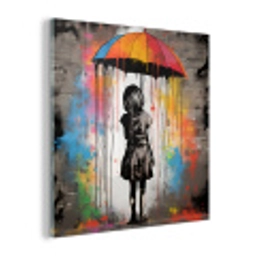 Meisje - Kunst - Paraplu - Graffiti - Kleuren - Muur plexiglas 5mm klein -z3d